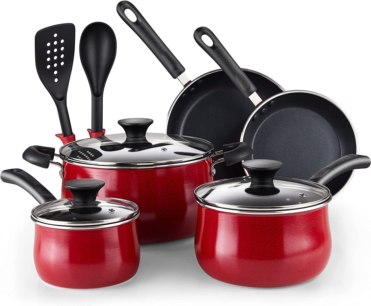 Tramontina Sicilia 8 PC Aluminum Nonstick Cookware Set - Raspberry