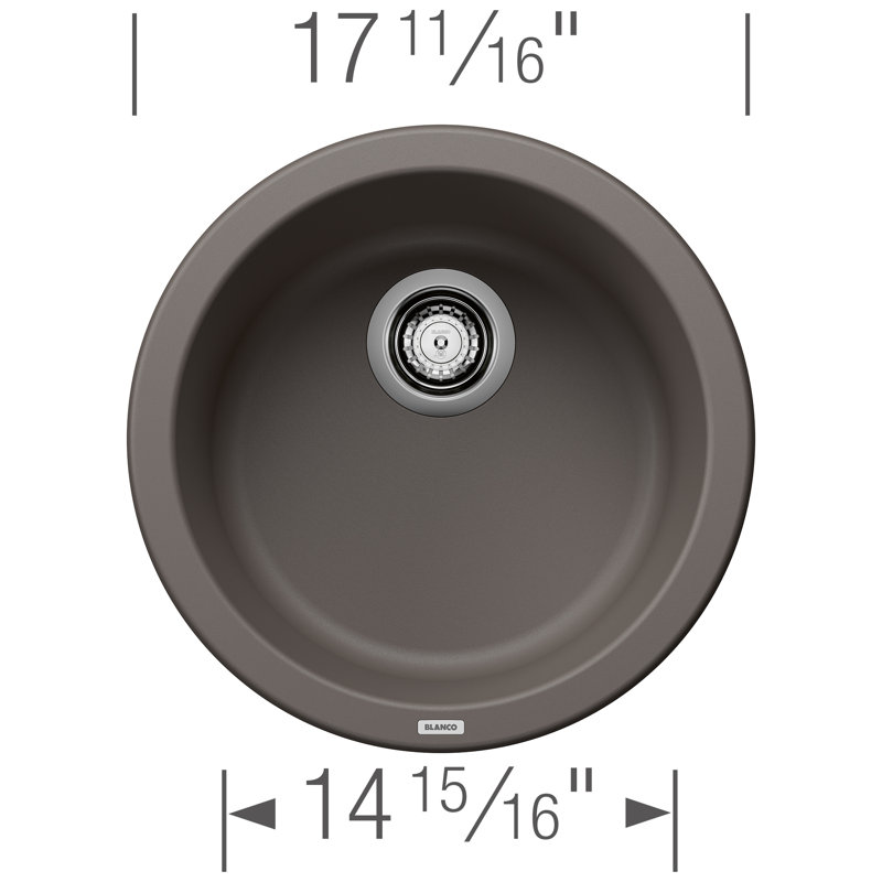 Rondo SILGRANIT 18" L x 18" W Drop-In/Undermount Bar Sink, Volcano Gray