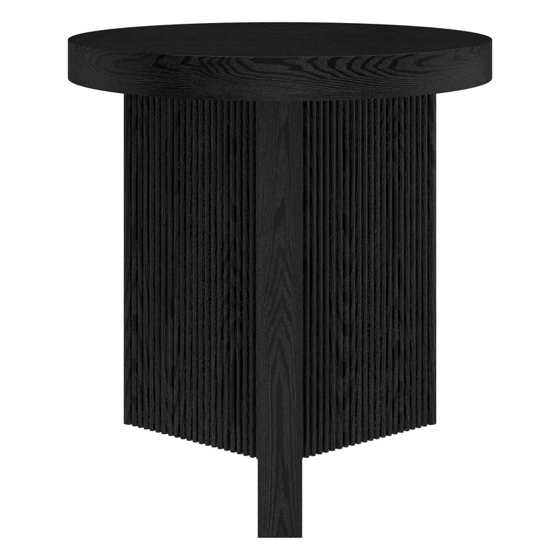 Brielle Pedestal End Table, Black, Espresso Wood