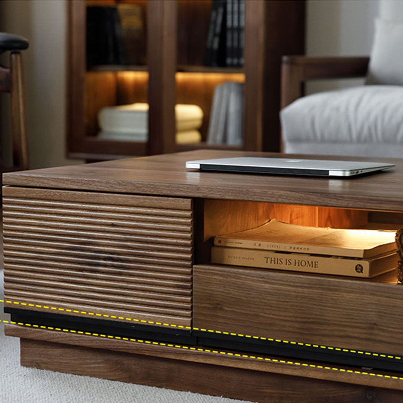 Solid Wood Coffee Table in Black Walnut, 13.77" H x 47.24" L x 23.62" W