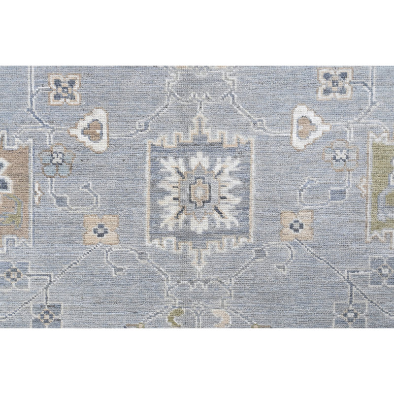 Tapis argenté et bleu noué à la main de haute qualité, Rectangle 8 pi 4 po x 10 pi