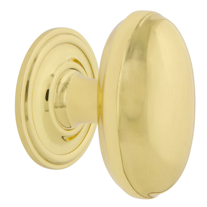 Homestead 1 3/4" Length Oval Knob, Unlacquered Brass