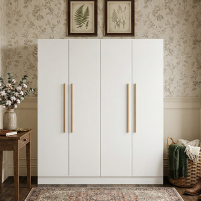63" Wide 4-Door Armoire with 2 Hanging Rods
