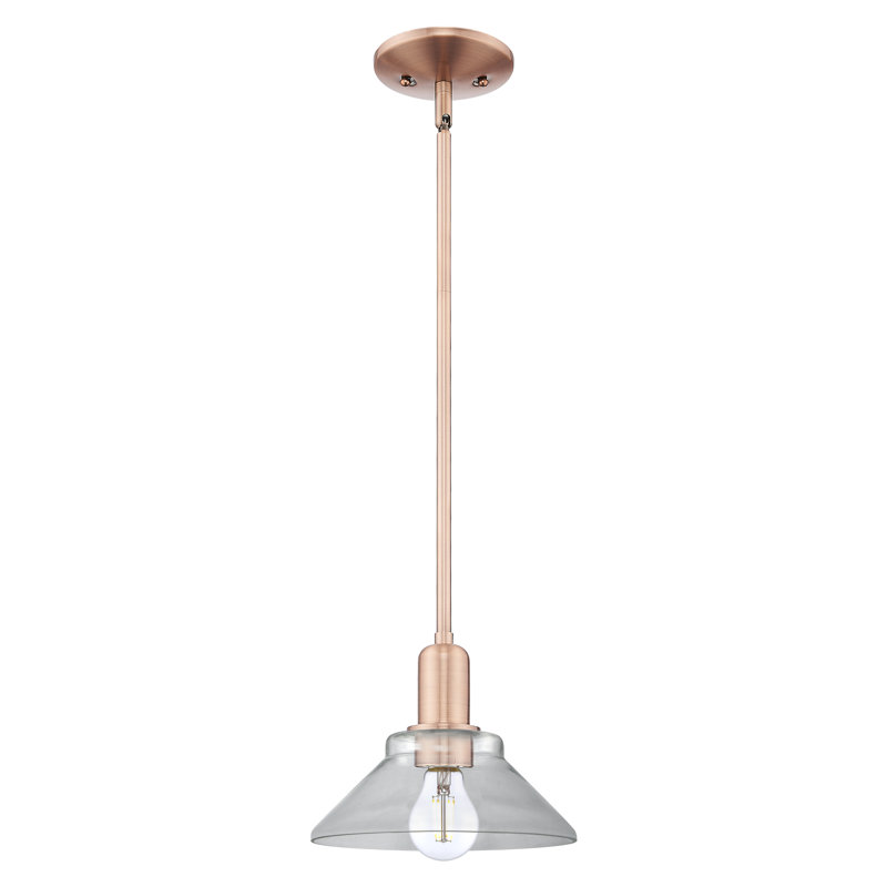 Arcadia - Orwell - Mini-luminaire suspendu avec tige 8 lumières 1 lumière, Cuivre antique, Clair
