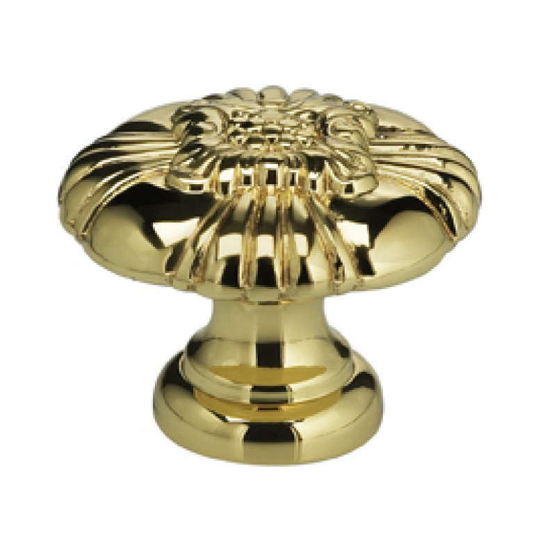 Poignée champignon ornée, Laiton poli, H 1,375 po x l 1,375 po x P 1,13 po