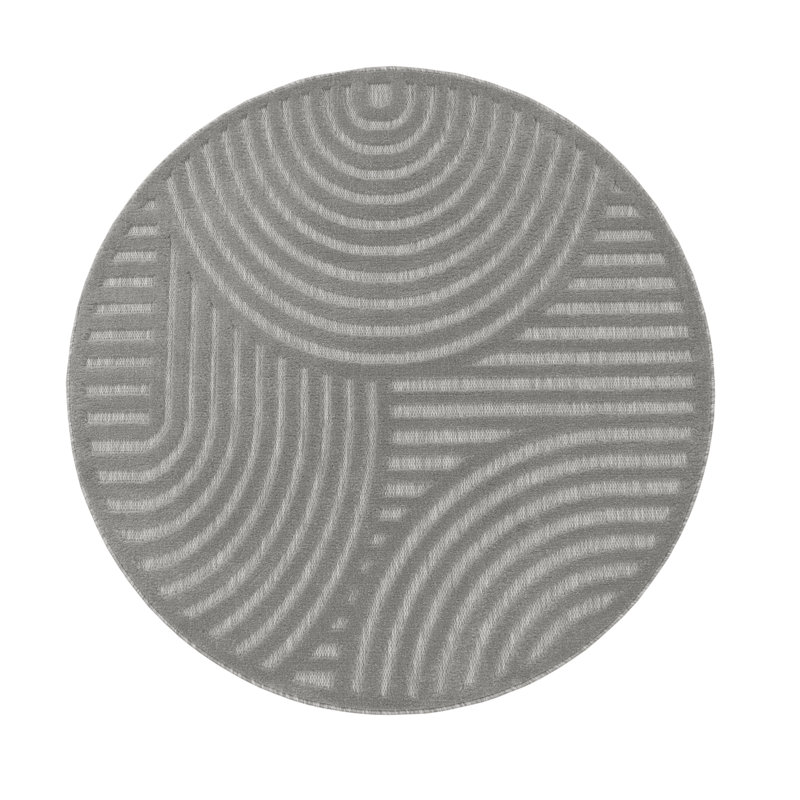 Livorno Machine Woven Beige/Blue/Brown/Grey/Light Grey/Teal Rug, Light Grey, Round 120cm
