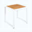 Table d'appoint d'extérieur avec plateau en bois de teck, table d'appoint de patio à structure en métal blanc, capacité de 120 lb pour le salon au bord de la piscine