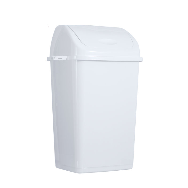 Poubelle à balançoire en plastique 13 gallons, Blanc