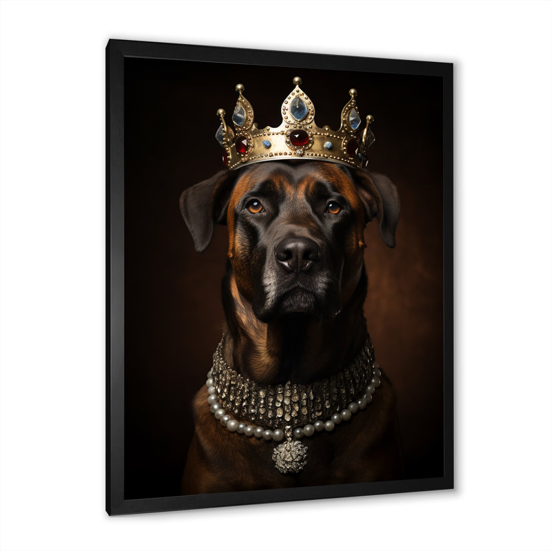 «Crowned Royal Mountain Dog» - art mural chien, Cadre photo noir, H 20 po x l 12 po x P 1 po