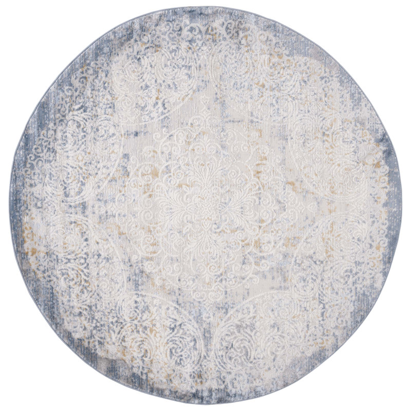 Tapis beige / bleu Palma 322, Rond 6 pi 7 po