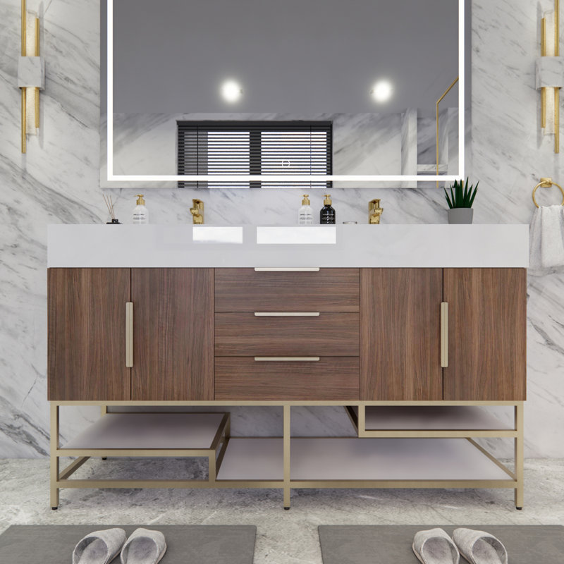 Ensemble de meuble-lavabo double 59 po Glasgow, Palissandre