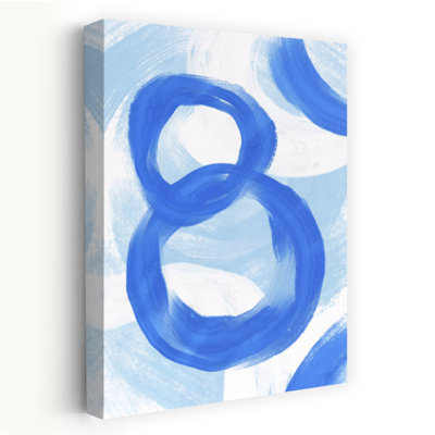 Flowing Blue Circles Abstract Contemporary Modern Wall Art Print by Martina - Wrapped Canvas Print