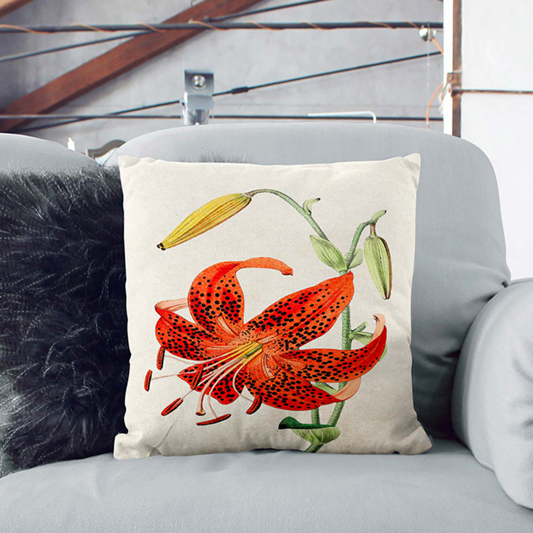 Illustration of a Tiger Lily Flower Cushion with Filling