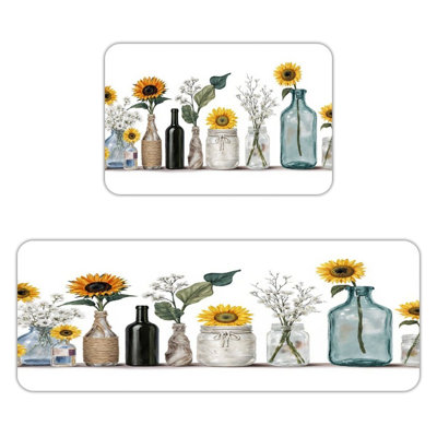 Sunflower In Vase, Kitchen Mats Set Of 2
