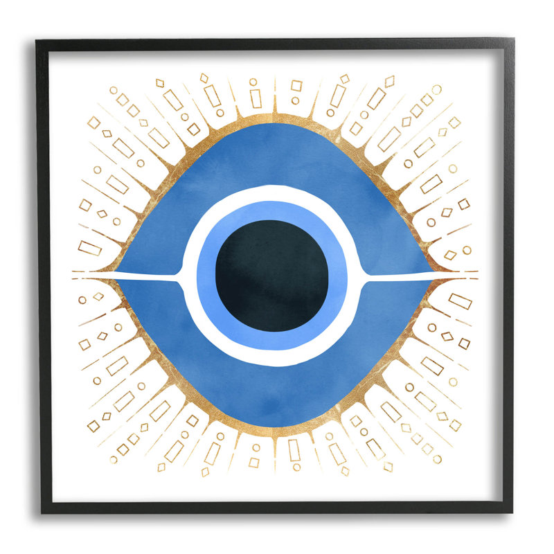 Abstrait bleu mauvais œil, art mural texturé giclée par Ziwei Li_aq-545, Giclée encadrée noir minuit