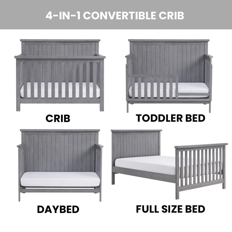 Graystone Solid Wood 4-in-1 Convertible Crib
