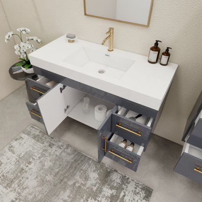 Ensemble de meuble-lavabo simple mural 47,2 "avec tiroirs et portes