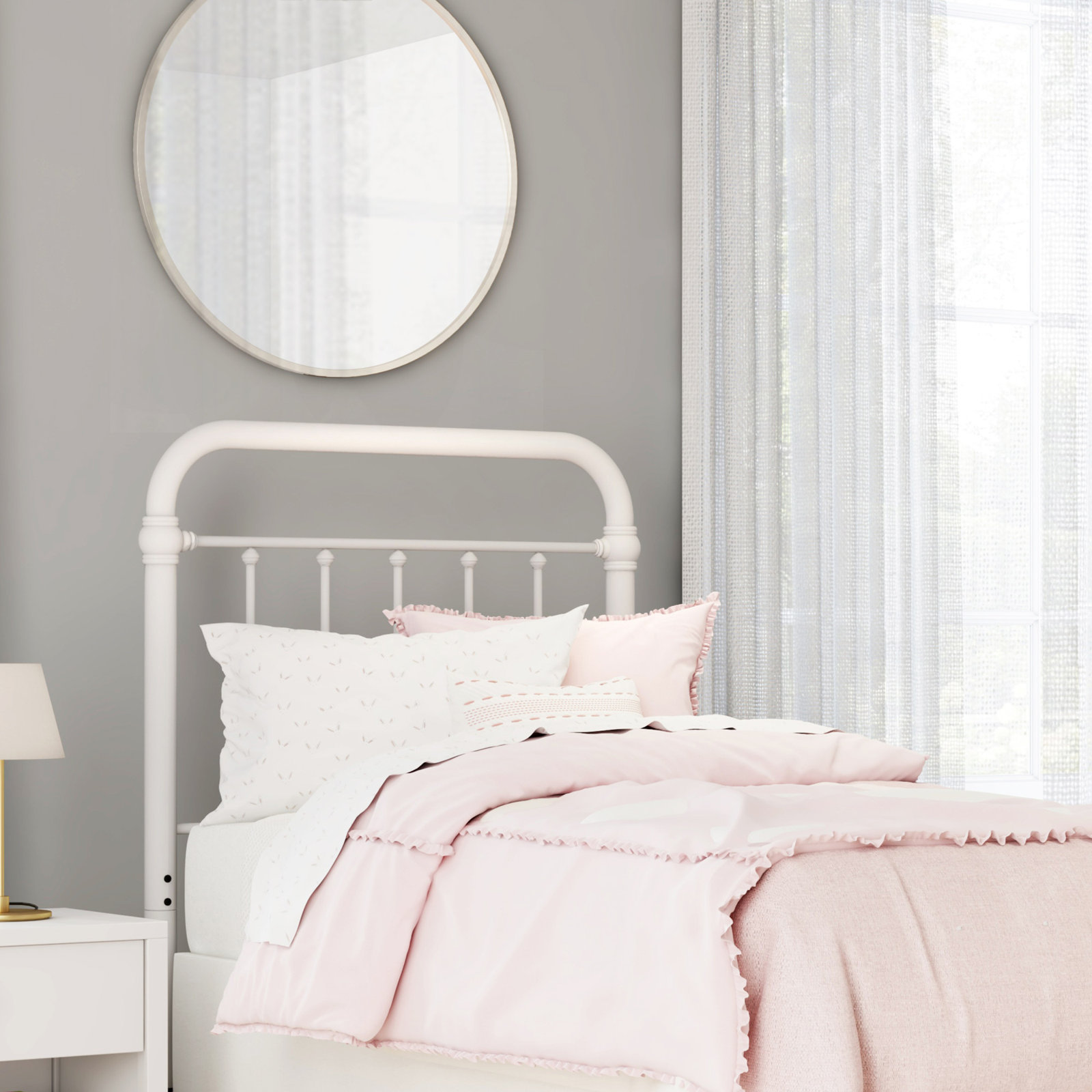 Shumacker Steel Slat Headboard, Twin, White