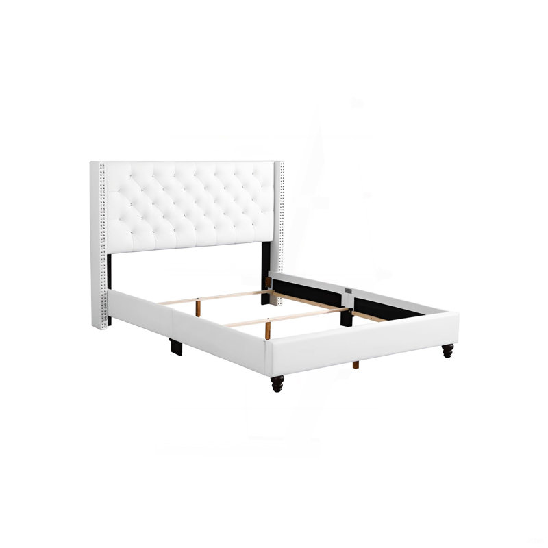 Elegant Transitional Upholstered Bed In White