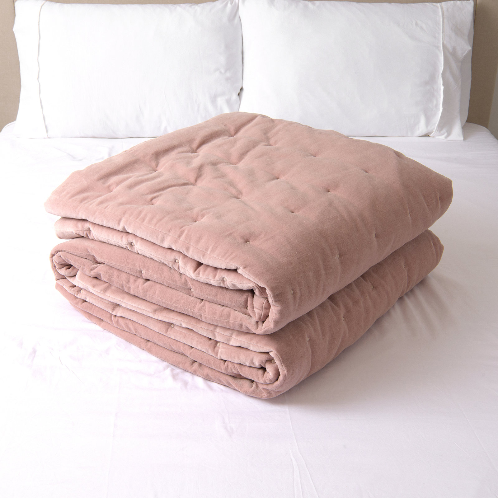 Edmont Velvet Quilt, King Quilt, Pink