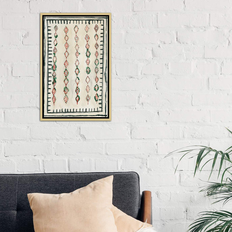 Moroccan Rug II by Albina Bratcheva - Floater Frame Print on Canvas, Gold Framed Canvas, 26" H x 18" W x 1.5" D