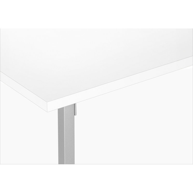 Table basse, accent, cocktail, rectangulaire, stratifié blanc, métal gris, Blanc
