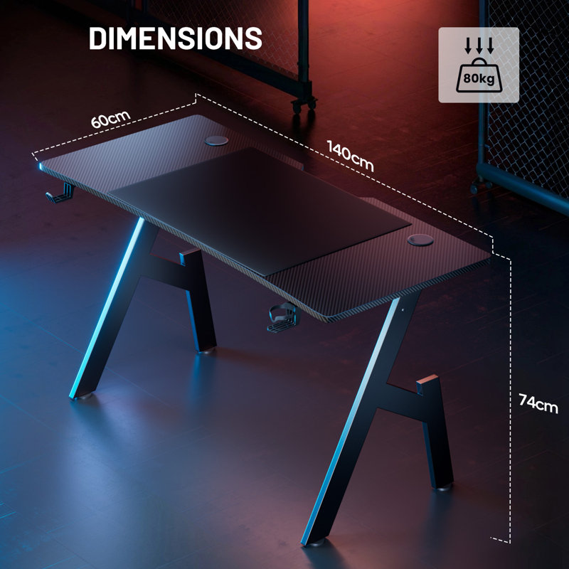 Metal Base Computer Desk, 74cm H x 140cm W x 60cm D