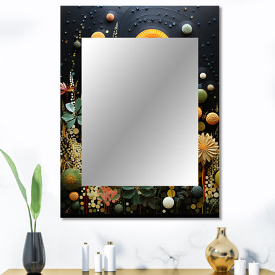Orange Mid Century Natures Harmony II - miroir mural moderne Midcentury, grand miroir orange, impression d'art en métal