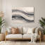 Art mural horizontal gris rayé gris et blanc en métal