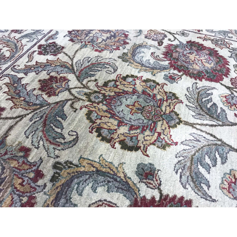 Tapis crème et crème noué à la main de haute qualité