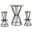 Ensemble de table de bar industriel 3 pièces avec 2 tabourets, plateau rond en bois aggloméré et base en métal noir profond, 31,5 pouces, comptoir de cuisine compact à hauteur de comptoir