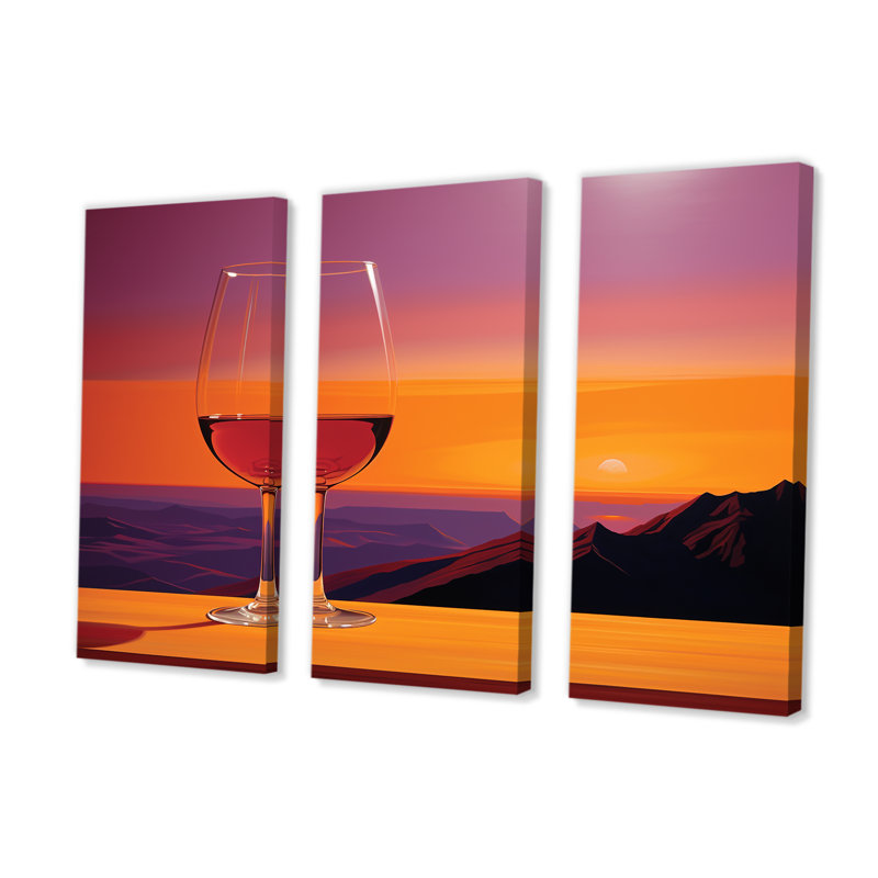 Vinos Vista I - ensemble d'art mural sur toile vin, H 40 po x l 60 po x P 1 po