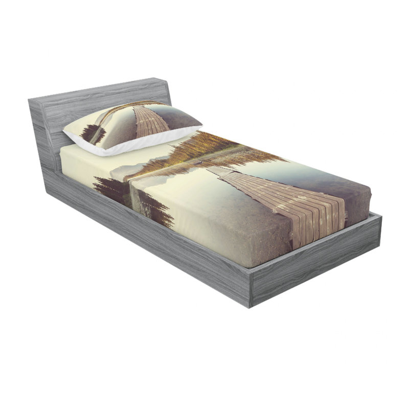 Ensemble de draps en bois sur l’ensemble de draps lake, Ensemble de draps pour lit simple TG avec drap-hou