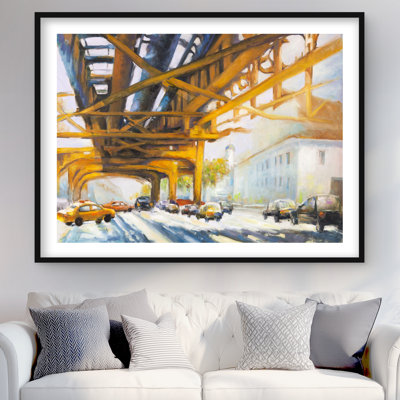Trafic sous le pont - Reproduction encadrée de chambre à coucher contemporaine