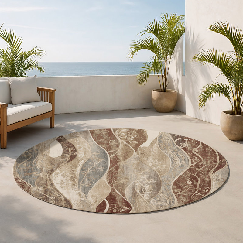 Tapis intérieur et extérieur Flowing Grace, Rond 5 pi