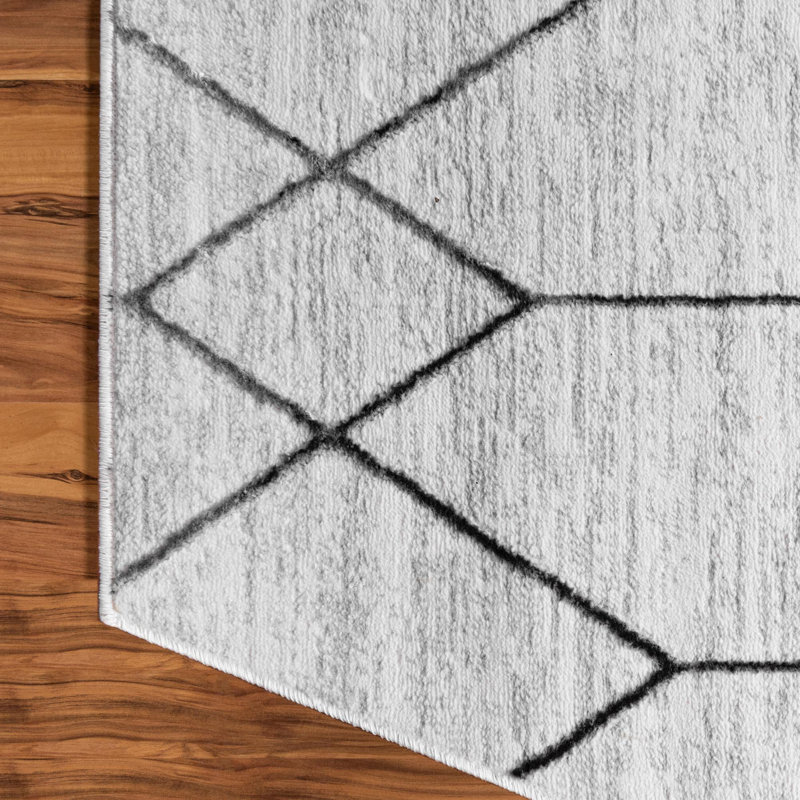 Tapis contemporain Eshin couleur acier, Octogone 5 pi 3 po