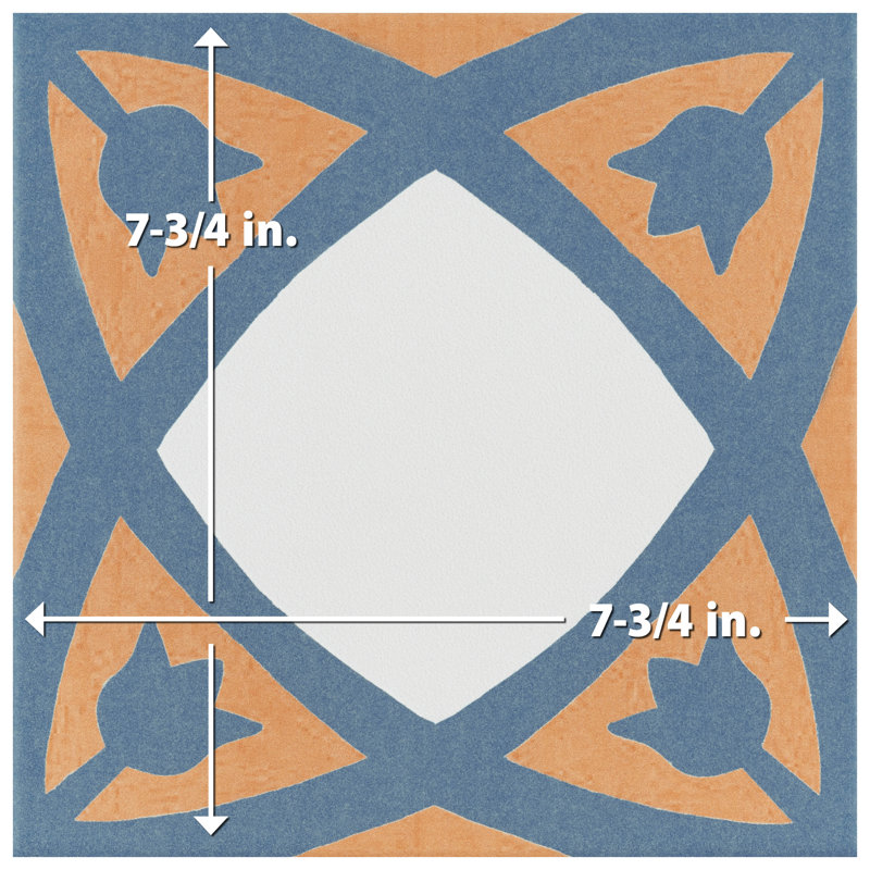 Revival 7.75" x 7.75" Ceramic Patterned Subway Wall & Floor Tile