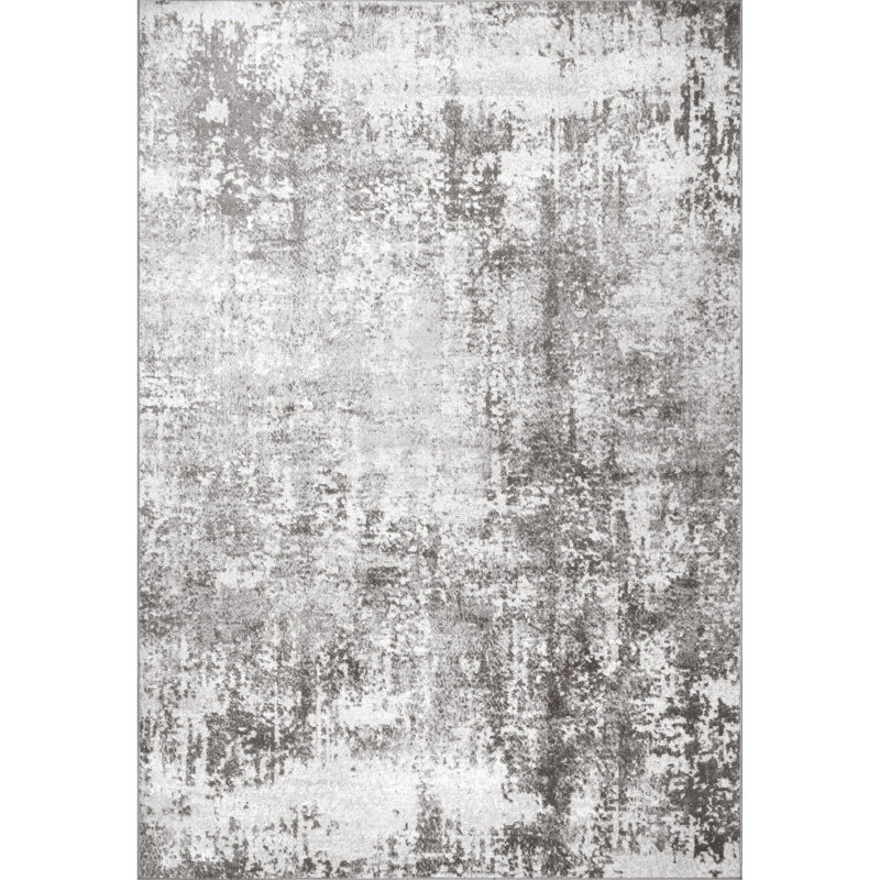 Tapis abstrait Whitney pour salon, chambre, salle à manger et cuisine, gris clair / ivoire, Rectangle 6 pi 7 po x 9 pi