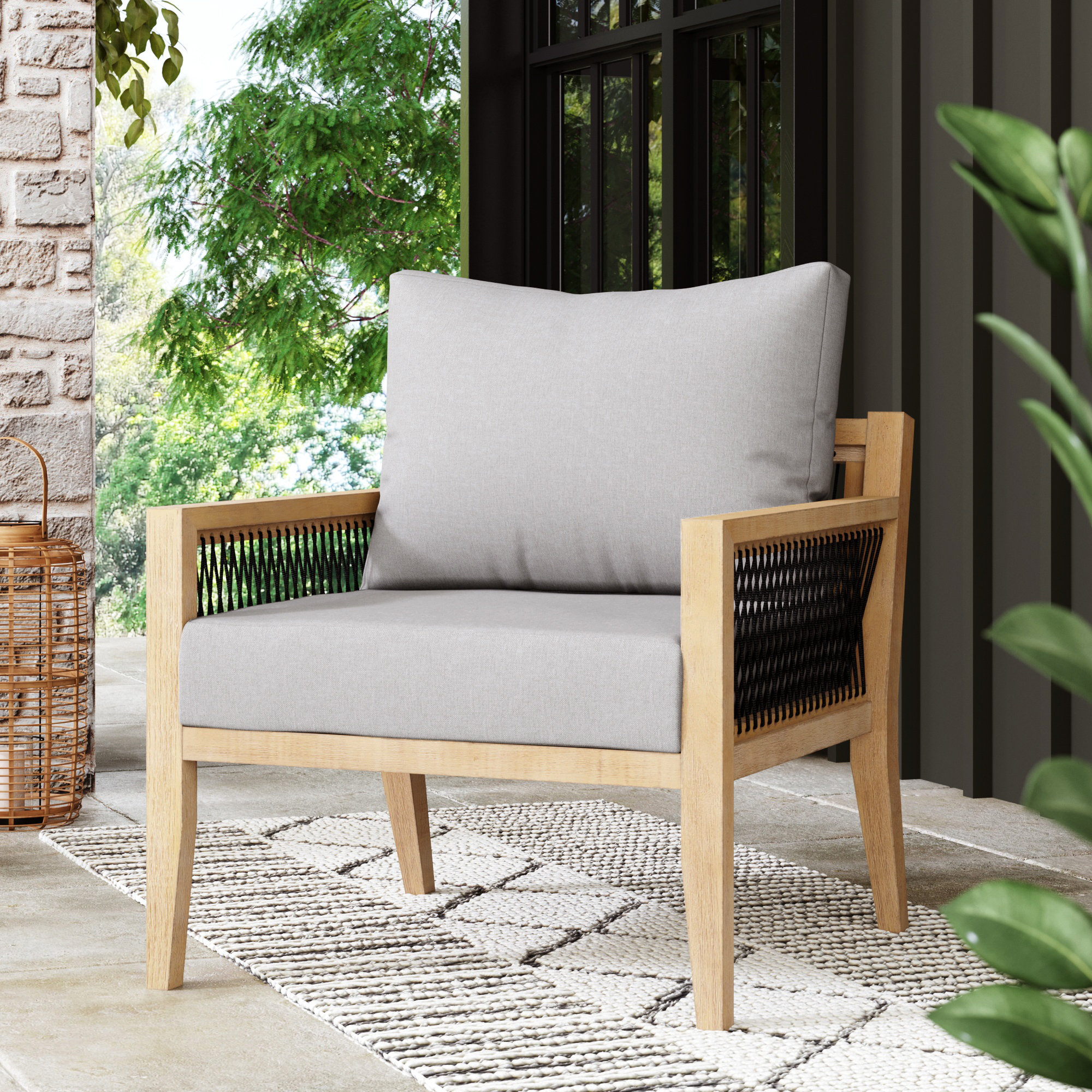 Rooney Outdoor Lounge Chair, Light Gray, Natural