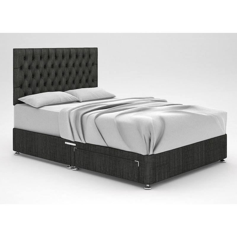 Zawacki Divan Bed Base, Slate, 2 Drawers, Small Double