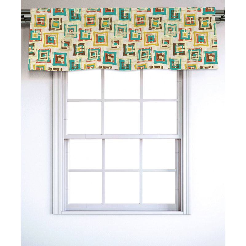 Sateen Geometric Ruffled Window Valance