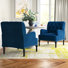 Fauteuil capitonné en velours avec garniture cloutée 28,5 po Jakub