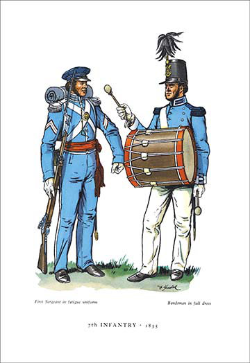 Septième infantry, 1835, reproduction d’art, H 42 po x l 28 po x P 1,5 po