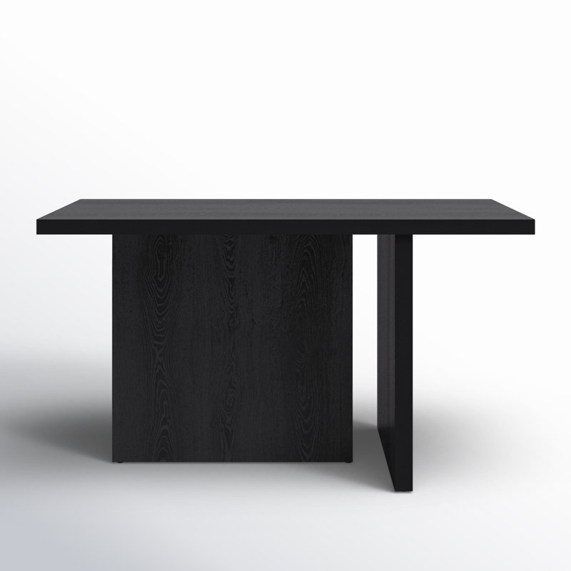 Aava Black Rectangular MDF Pedestal Dining Table