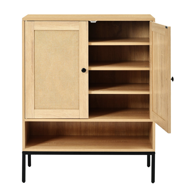 Armoire à chaussures en rotin avec tablettes réglables