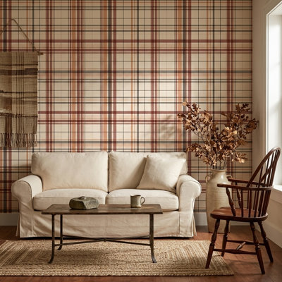 Plaid Wallpaper Tartan Traditional Textile Decorative Mural