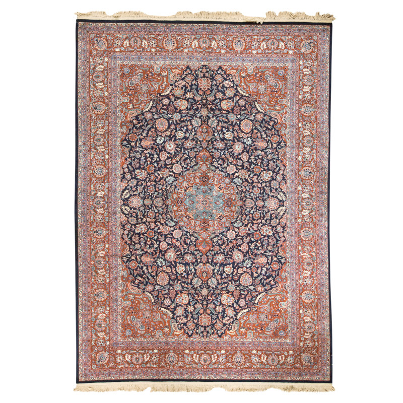 Hand Knotted Wool Area Rug in Blue/Red