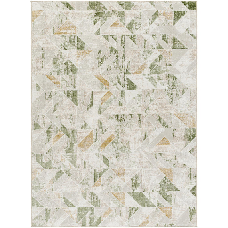 Tapis vert à motif abstrait Pyburn, Rectangle 9 pi x 12 pi