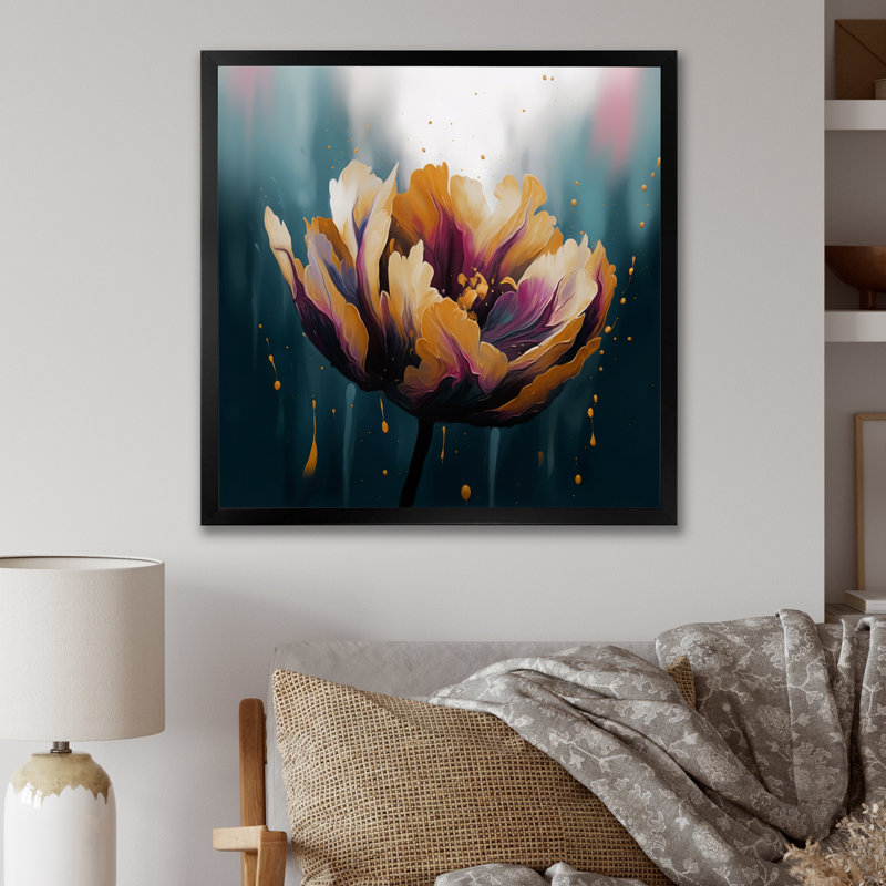«Yellow Graceful Tulip III», reproduction sur toile encadrée, Cadre photo noir, H 16 po x l 16 po x P 1 po