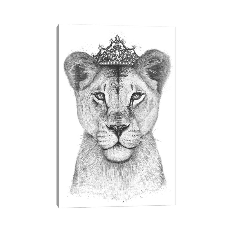 The Lioness Queen by Valeriya Korenkova - Wrapped Canvas Print, 101.6 cm H x 66.04 cm W x 3.175 cm D